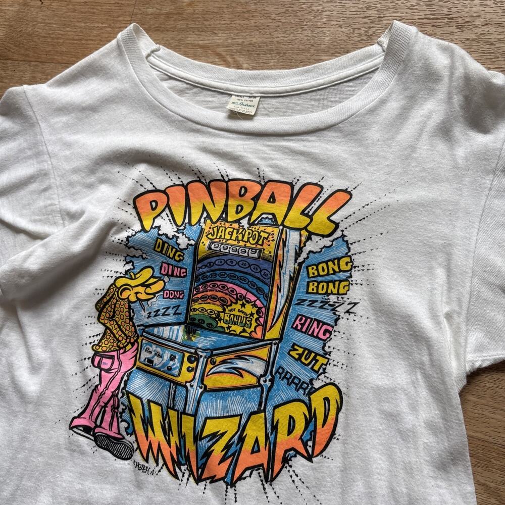 Vintage 70s Pinball Wizard Graphic Humor T-Shirt Thin Single-Stitch Roach Small